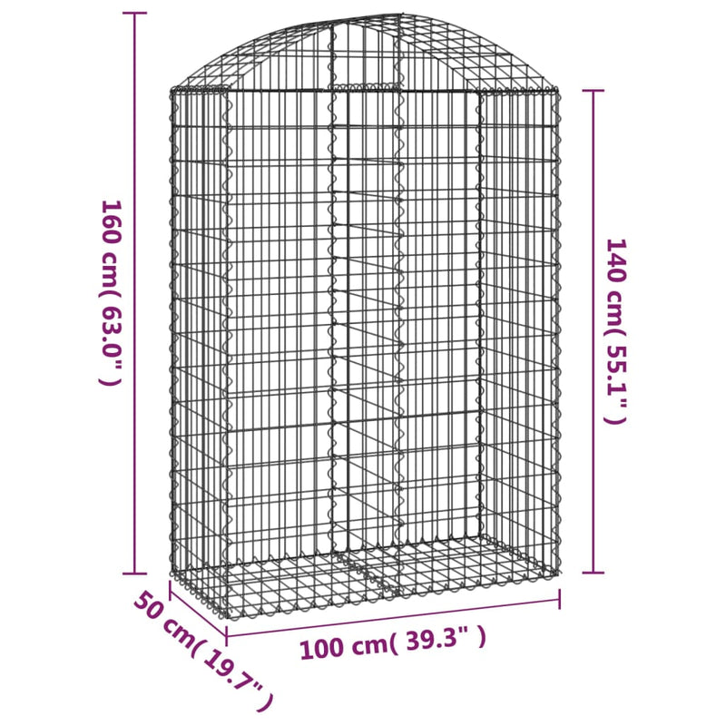 Arched Gabion Basket 100x50x140/160 cm Galvanised Iron Payday Deals