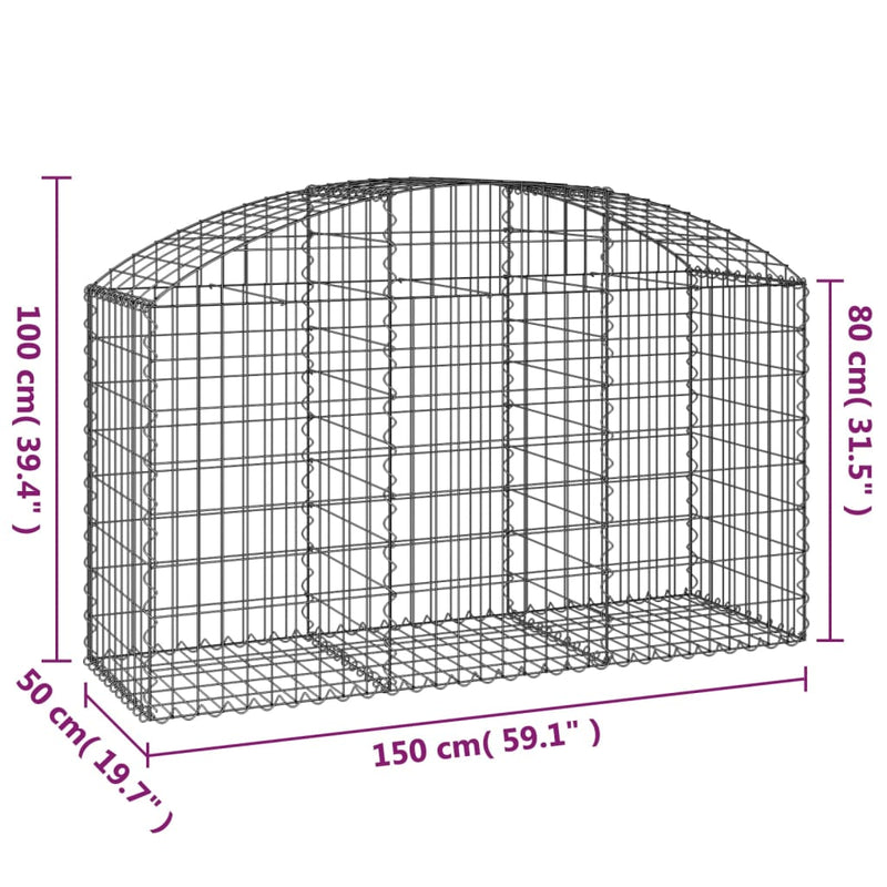 Arched Gabion Basket 150x50x80/100 cm Galvanised Iron Payday Deals