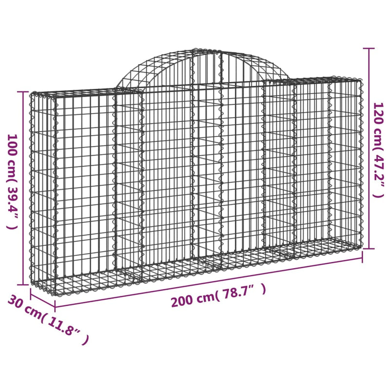Arched Gabion Basket 200x30x100/120 cm Galvanised Iron Payday Deals