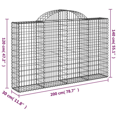 Arched Gabion Basket 200x30x120/140 cm Galvanised Iron Payday Deals