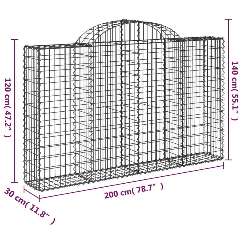 Arched Gabion Basket 200x30x120/140 cm Galvanised Iron Payday Deals