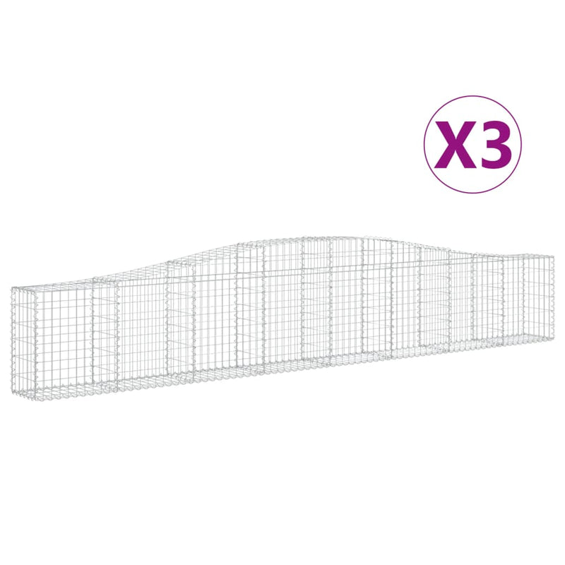 Arched Gabion Baskets 3 pcs 400x30x60/80 cm Galvanised Iron Payday Deals