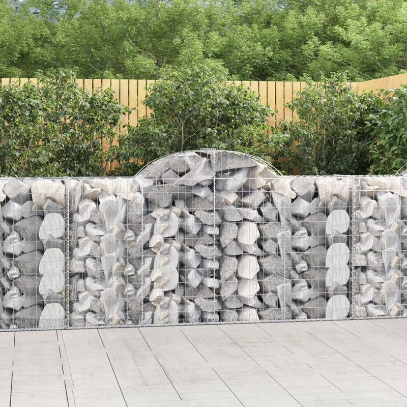Arched Gabion Baskets 5 pcs 200x50x100/120 cm Galvanised Iron Payday Deals