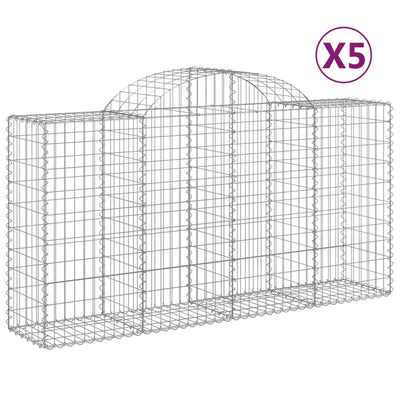 Arched Gabion Baskets 5 pcs 200x50x100/120 cm Galvanised Iron Payday Deals