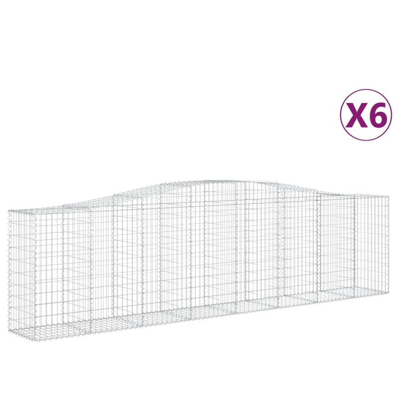 Arched Gabion Baskets 6 pcs 400x50x100/120 cm Galvanised Iron Payday Deals
