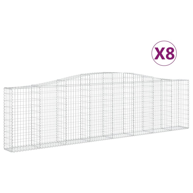 Arched Gabion Baskets 8 pcs 400x30x100/120 cm Galvanised Iron Payday Deals