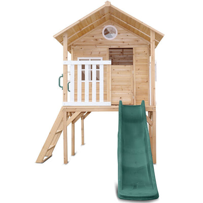 Archie Elevated Cubby House with Green Slide Payday Deals