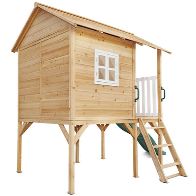 Archie Elevated Cubby House with Green Slide Payday Deals