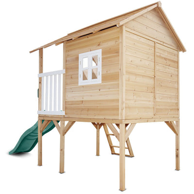 Archie Elevated Cubby House with Green Slide Payday Deals