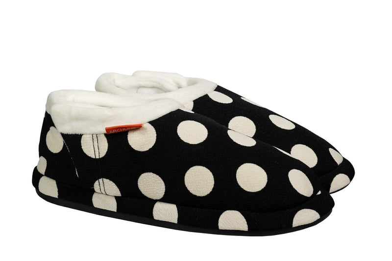 ARCHLINE Orthotic Slippers CLOSED Arch Scuffs Pain Moccasins Relief - Black/White Polka Dots - EUR 39 (Womens 8 US) Payday Deals