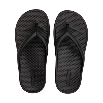 Archline Rebound Orthotic Foam Thongs Arch Support Flip Flops Orthopedic - Black