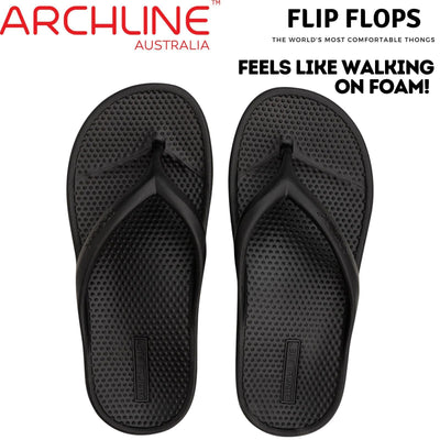 Archline Rebound Orthotic Foam Thongs Arch Support Flip Flops Orthopedic - Black Payday Deals