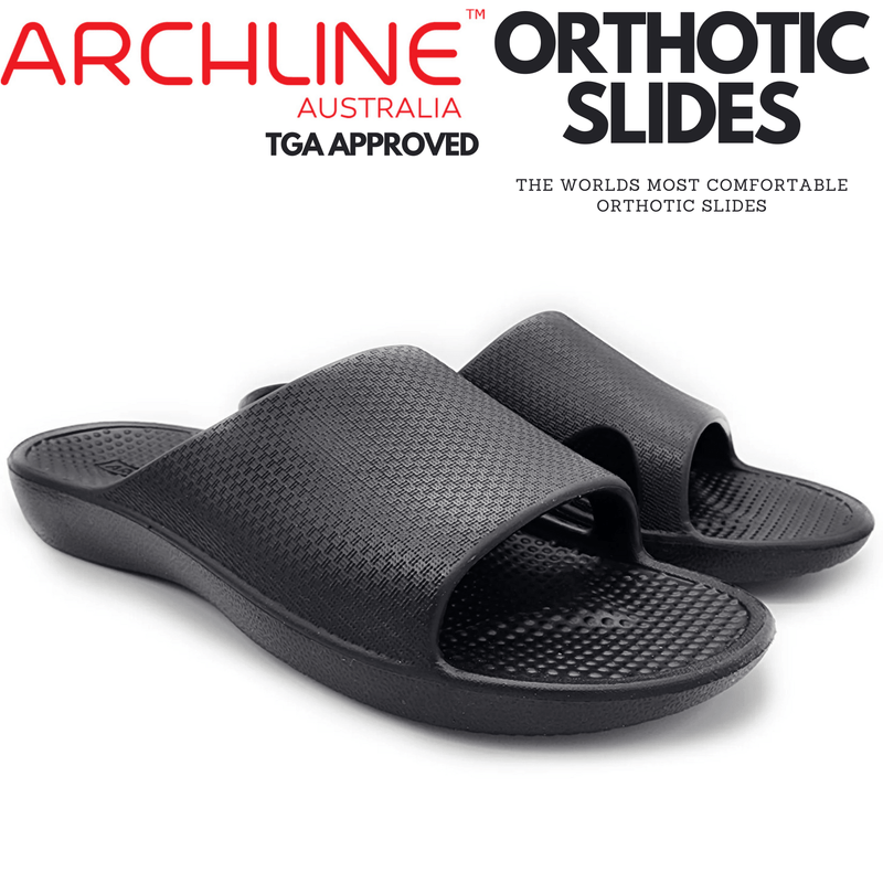 Archline Rebound Orthotic Slides Flip Flop Thongs Slip On Arch Support - Black Payday Deals