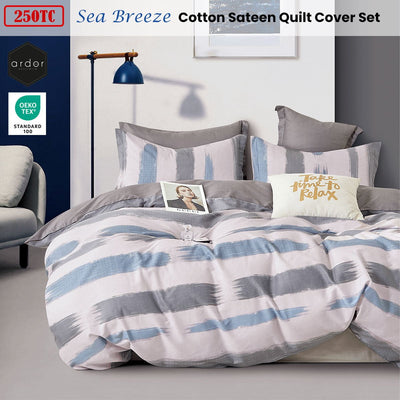 Ardor 250TC Sea Breeze Cotton Sateen Quilt Cover Set King Payday Deals