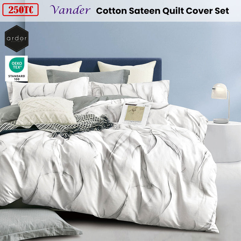 Ardor 250TC Vander Cotton Sateen Quilt Cover Set King Payday Deals