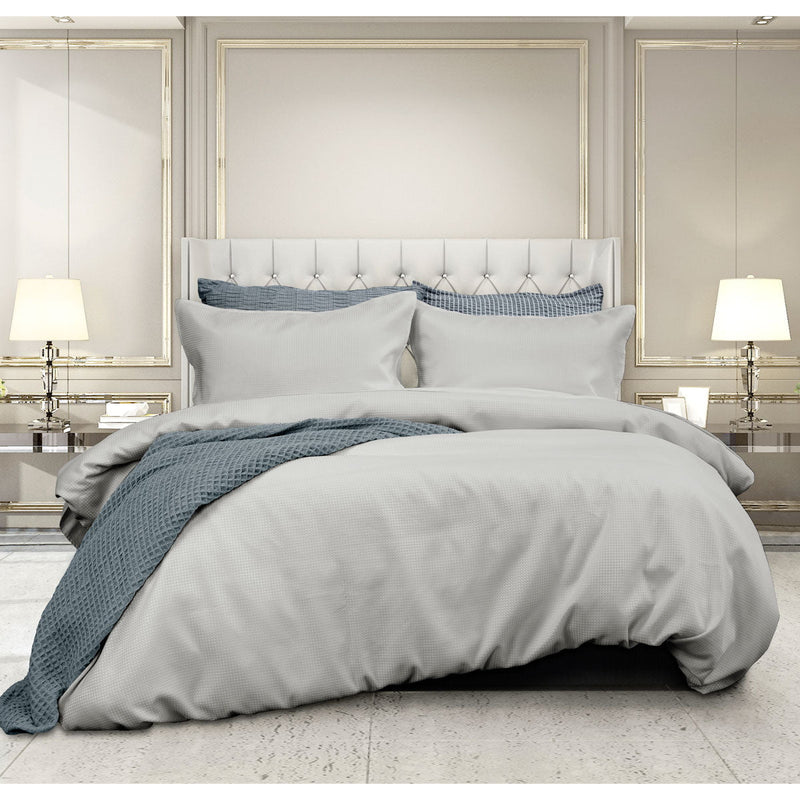 Ardor Florence Waffle Silver Quilt Cover Set King Payday Deals