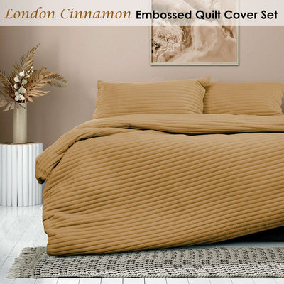 Ardor London Cinnamon Embossed Quilt Cover Set King Payday Deals