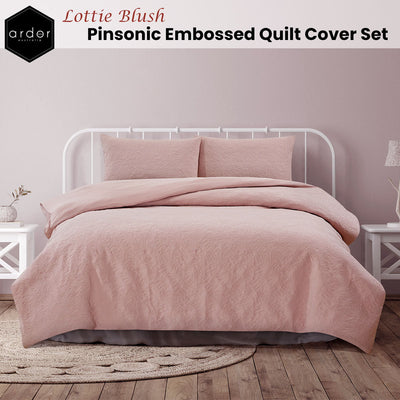 Ardor Lottie Blush Pinsonic Embossed Quilt Cover Set King Payday Deals