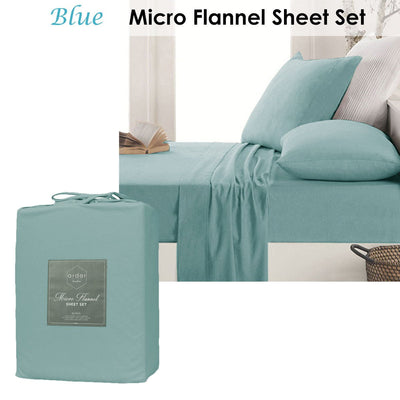 Ardor Micro Flannel Sheet Set Blue King Payday Deals