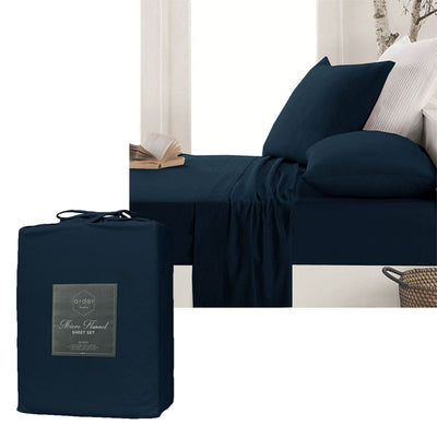 Ardor Micro Flannel Sheet Set Navy Mega King Payday Deals