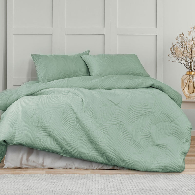 Ardor Molly Palm Green Quilted Quilt Cover Set King Payday Deals