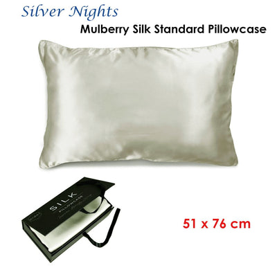 Ardor Mulberry Silk Standard Pillowcase Silver Nights Payday Deals