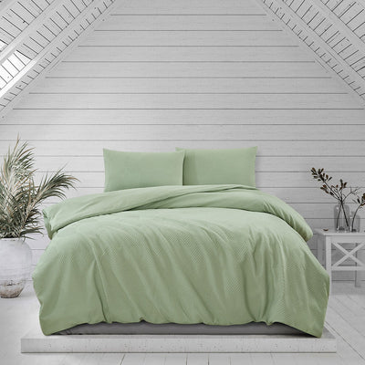 Ardor Preston Pale Green Embossed Quilt Cover Set King