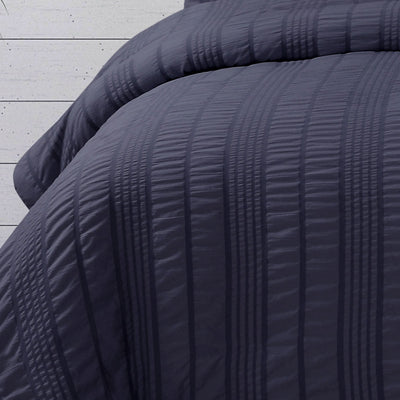 Ardor Sommer Indigo Seersucker Stripe Quilt Cover Set King Payday Deals