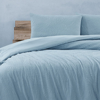 Ardor South Coast Pale Blue Embossed Quilt Cover Set King Payday Deals