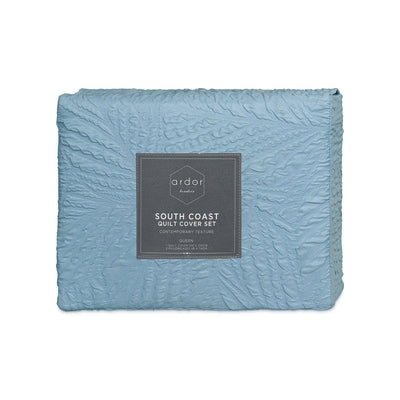 Ardor South Coast Pale Blue Embossed Quilt Cover Set King Payday Deals