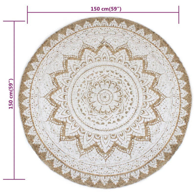 Area Rug Braided Jute Printed 150 cm Round Payday Deals