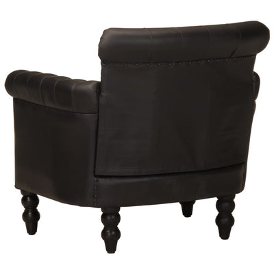 Armchair Black Real Goat Leather Payday Deals