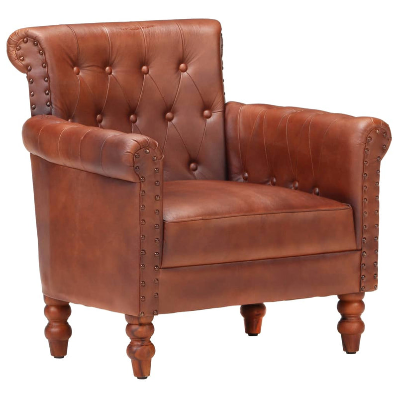 Armchair Brown Real Goat Leather Payday Deals