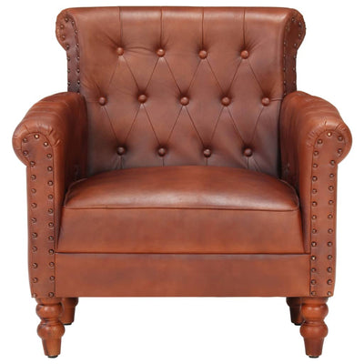 Armchair Brown Real Goat Leather Payday Deals