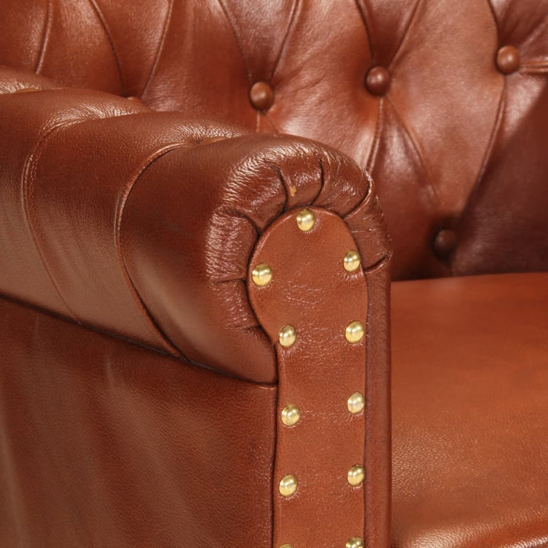 Armchair Brown Real Goat Leather Payday Deals