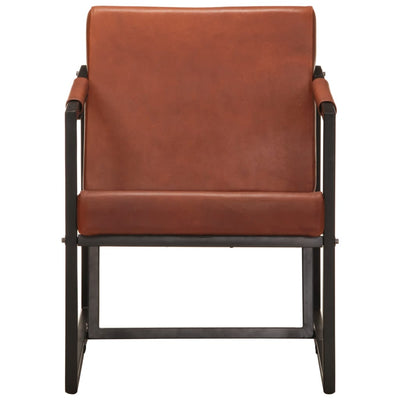 Armchair Brown Real Leather Payday Deals