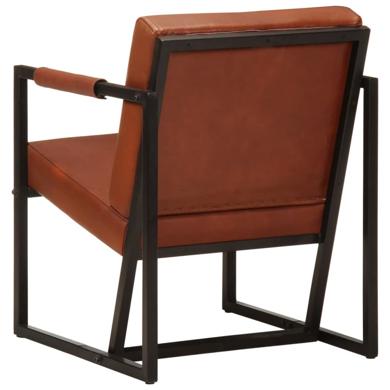 Armchair Brown Real Leather Payday Deals