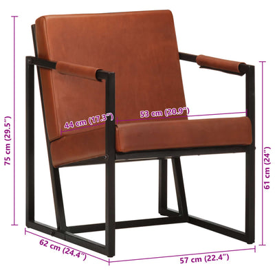 Armchair Brown Real Leather Payday Deals