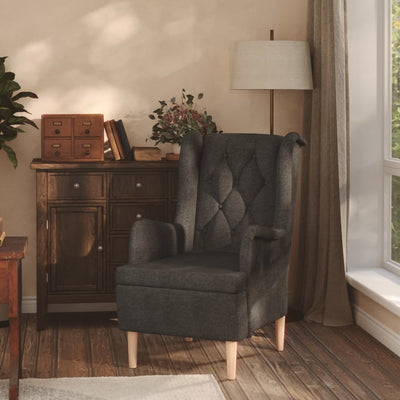 Armchair with Solid Rubber Wood Feet Dark Grey Fabric Payday Deals