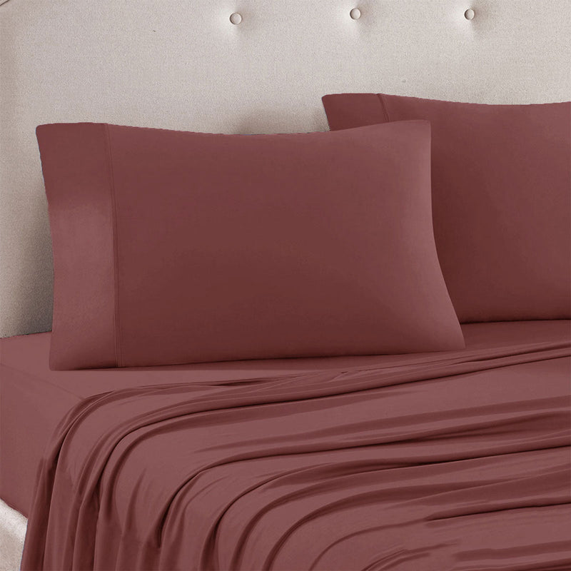 Art Terrace Microfiber Sheet Set Queen 33cm Wall Rosewood Payday Deals