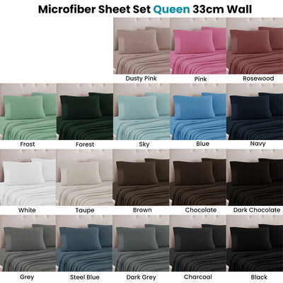 Art Terrace Microfiber Sheet Set Queen 33cm Wall White Payday Deals