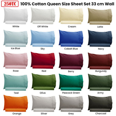 Artex 250TC 100% Cotton Sheet Set Single Navy Payday Deals