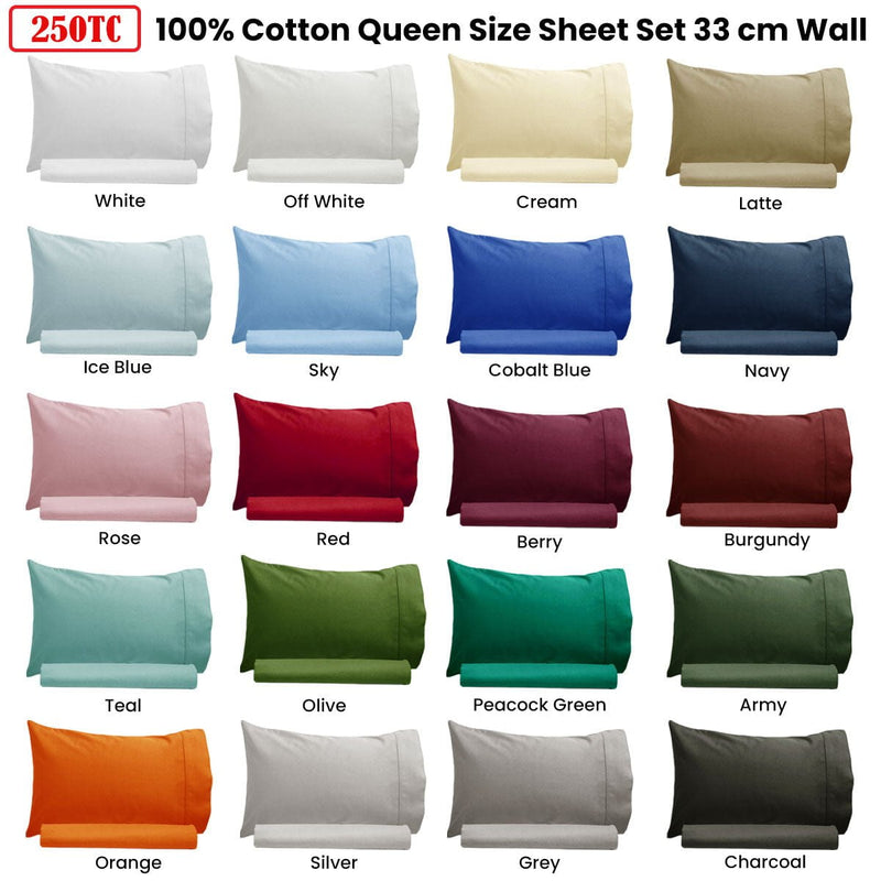 Artex 250TC 100% Cotton Sheet Set Single Off White Payday Deals