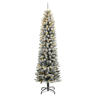 Artificial Christmas Tree 150 LEDs and Flocked Snow 120 cm Payday Deals