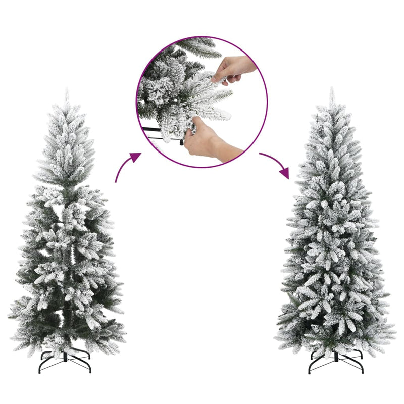 Artificial Christmas Tree 150 LEDs and Flocked Snow 120 cm Payday Deals