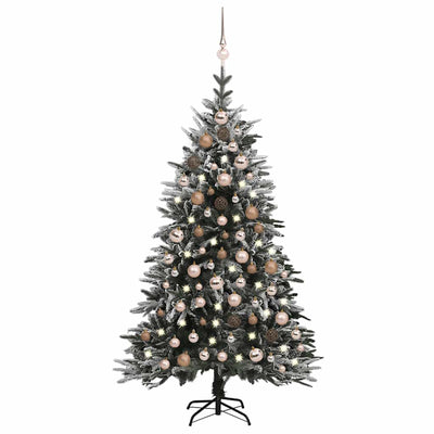 Artificial Christmas Tree LED&Ball Set&Flocked Snow 150 cm PVC&PE