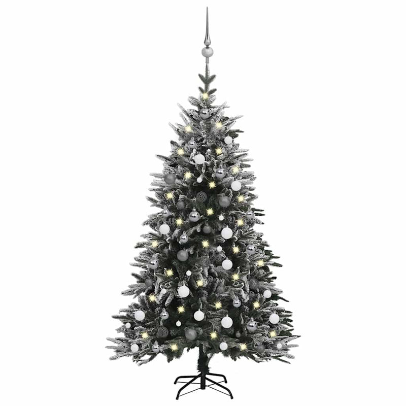 Artificial Christmas Tree LED&Ball Set&Flocked Snow 150 cm PVC&PE Payday Deals