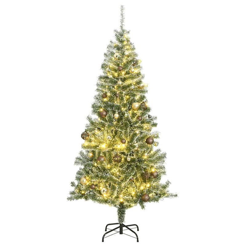 Artificial Christmas Tree with 300 LEDs&Ball Set&Flocked Snow 210 cm Payday Deals