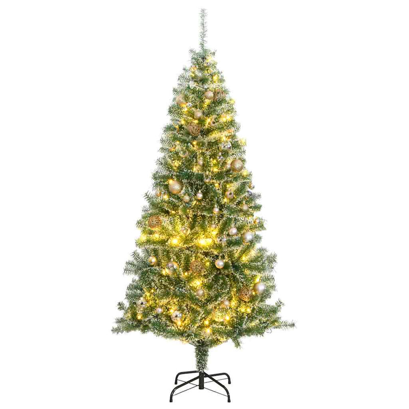 Artificial Christmas Tree with 300 LEDs&Ball Set&Flocked Snow 210 cm Payday Deals