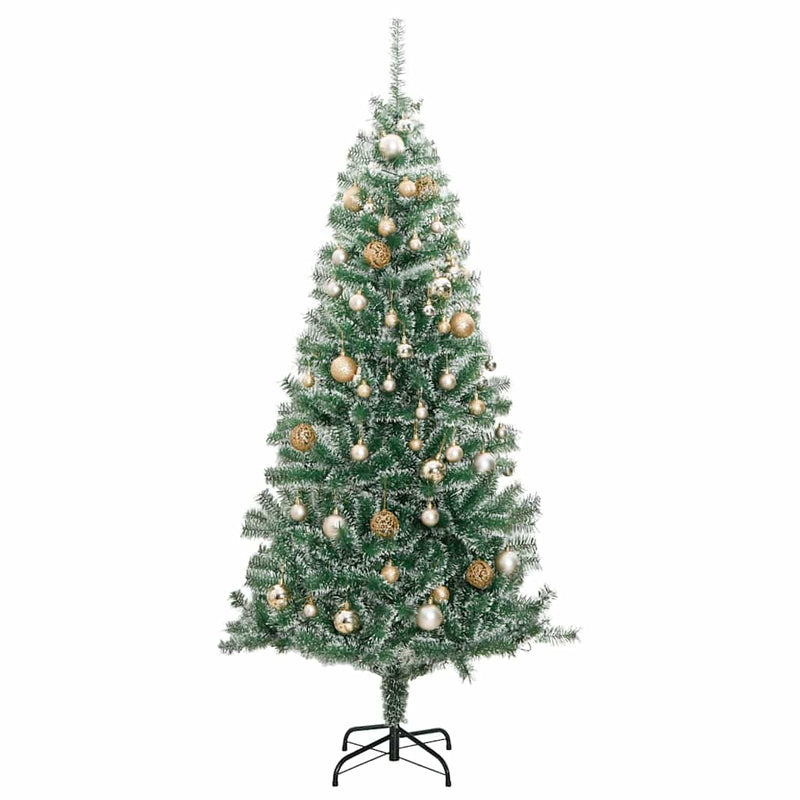 Artificial Christmas Tree with 300 LEDs&Ball Set&Flocked Snow 210 cm Payday Deals